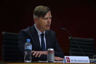 Former KPMG partner Brendan Lyon appears before the parliamentary inquiry into the controversial rail corporation on Monday.