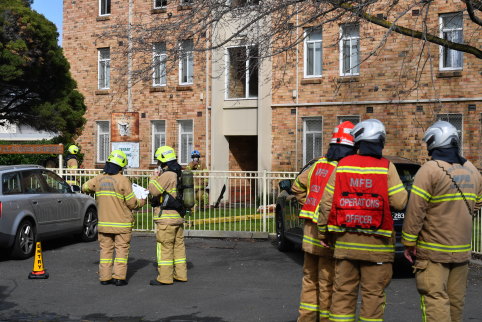 A child has died after a fire at a low-rise housing commission building on Saturday.