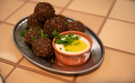 The falafels with green goddess tahini and pickles, are a result of three months of trial and error in the kitchen. 