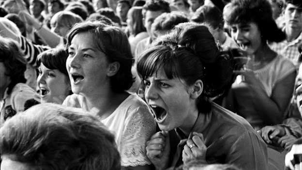 Screaming fans at the Rolling Stones matinee concert at the Sydney Showground in January 1965.
