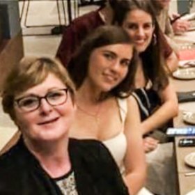 A photo of Brittany Higgins and Senator Linda Reynolds taken on May 16, 2019, showing her wearing the white dress she wore on the night of her alleged rape on March 23 that year.