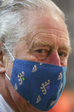 Then-prince Charles wearing a mask during a December 2020 visit.