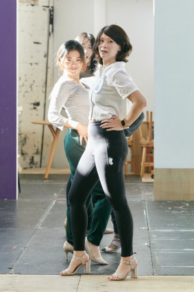 Law, Shirong Wu and Mabel Li in rehearsals for Miss Peony.