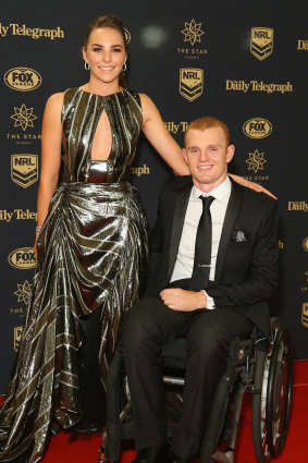 Alex McKinnon and Teigan at the 2017 Dally M awards.