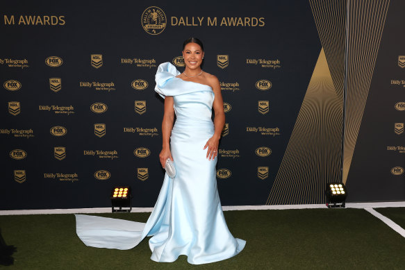 Sharks skipper Tiana Penitani arrives at the Dally M awards.