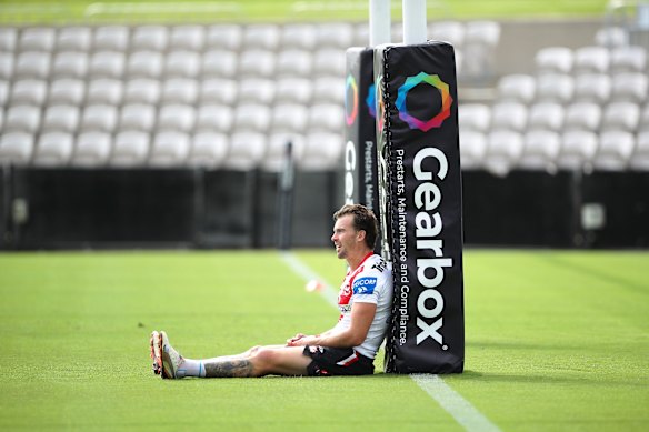 Clint Gutherson takes a breather after Friday’s hit-out against Manly.