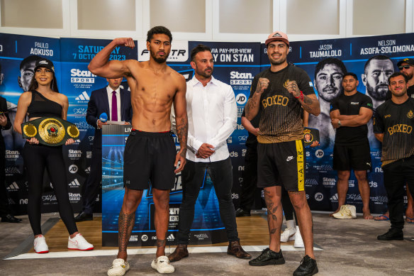 Paulo Aukuso (right) wasn’t able to make the weight in his fight against Gabriel Omar Diaz.