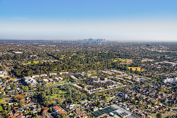An artist’s impression of the proposed Talbot Village from a bird’s eye view.