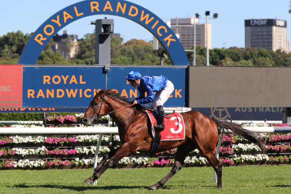 James McDonald scores on the highly-fancied Aft Cabin at Randwick on Saturday.