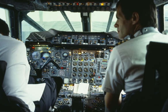 Inside a Concorde cockpit.
