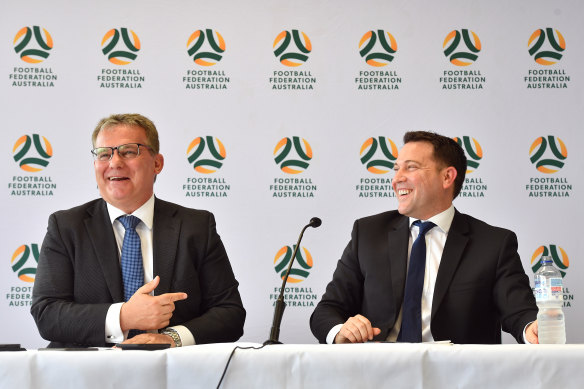 Chairman Chris Nikou and James Johnson are at the helm of what is now known as Football Australia.