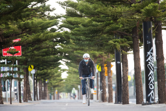 Capital City Trail at Docklands is normally packed with cyclists. But on Monday morning it was empty.