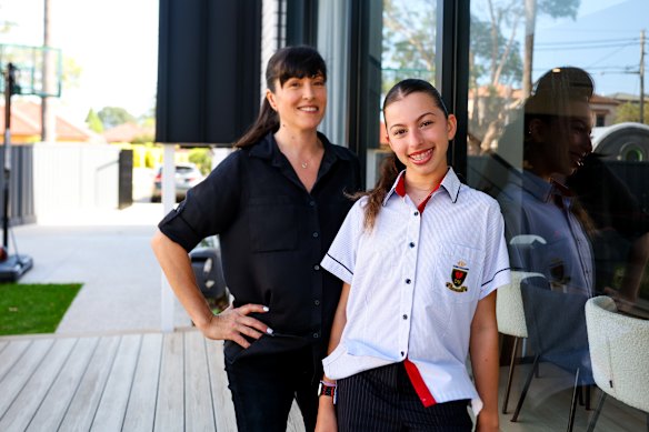 Fleur Savage with her daughter Amika who is in year 7 at Our Lady of the Sacred Heart College in Kensington. 