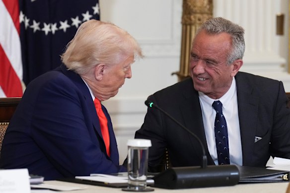 Donald Trump and Robert F. Kennedy Jr. at a Make America Healthy Again event last month.
