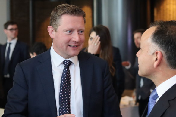 Shadow treasurer Brad Rowswell with Opposition Leader John Pesutto.