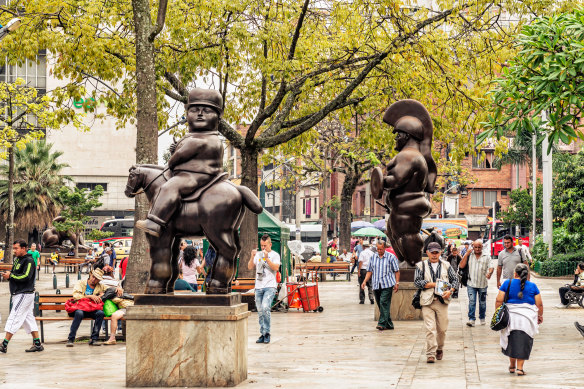 Plaza Botero is filled with bulbous bronze works by Colombia’s most famous sculptor, Fernando Botero.