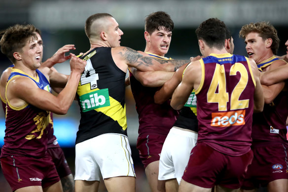 Things got heated between the Tigers and the in-form Lions last Friday night.