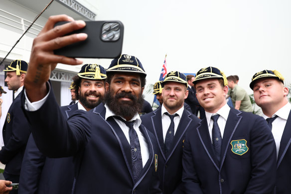 Marika Koroibete gets his selfie game going.