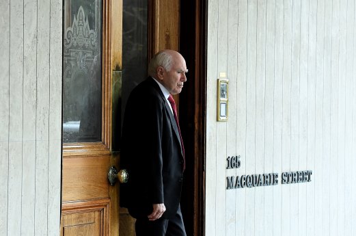 Former prime minister John Howard leaves the men’s only Australian Club after holding a vote to determine if women can become members.