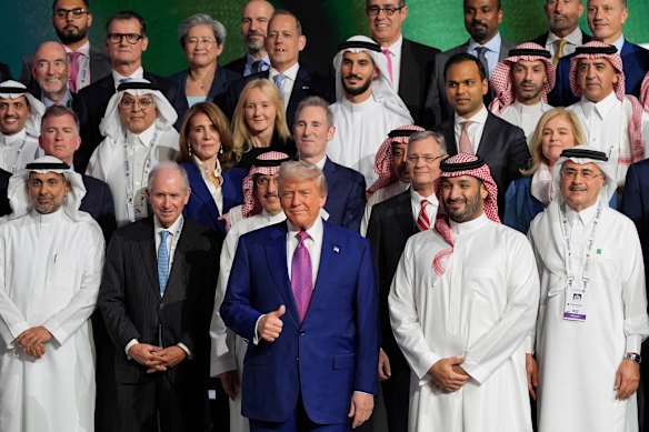 Donald Trump and Saudi Crown Prince Mohammed bin Salman in Riyadh on Tuesday.