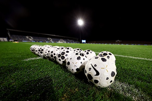 View inside the Stade Walter-Luzi stadium in Chambly before the match. 