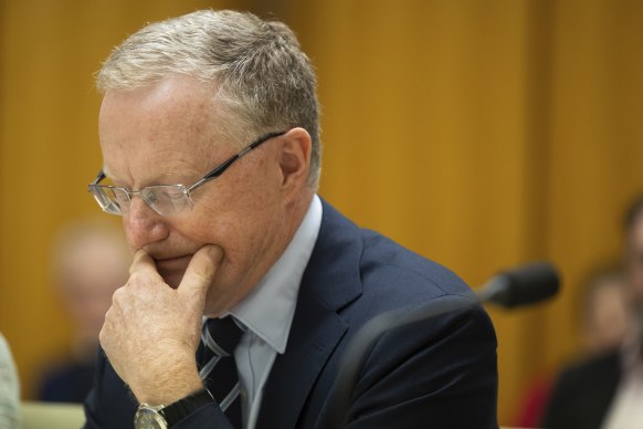 RBA governor  Philip Lowe during a hearing at Parliament House in Canberra. 