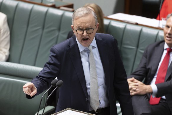 Prime Minister Anthony Albanese during question time.