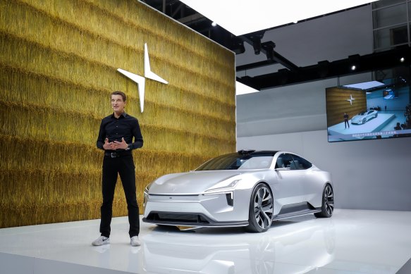 Polestar CEO Thomas Ingenlath with one of the company’s electric vehicles 