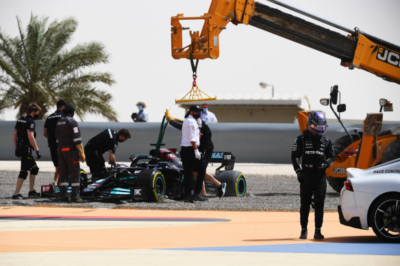 Lewis Hamilton took a trip through the gravel.