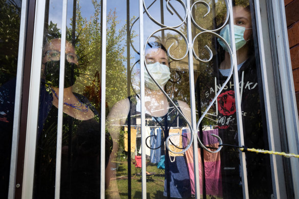 Melinda Gosling and children Matt and Sandy, who so far have remained negative, and also are currently isolating.  