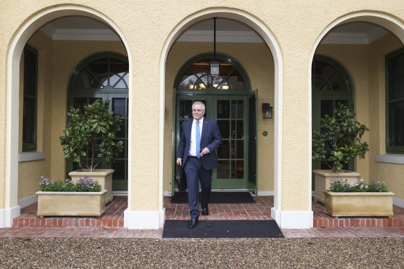 Prime Minister Scott Morrison leaves The Lodge in July after two weeks in quarantine following an overseas trip.