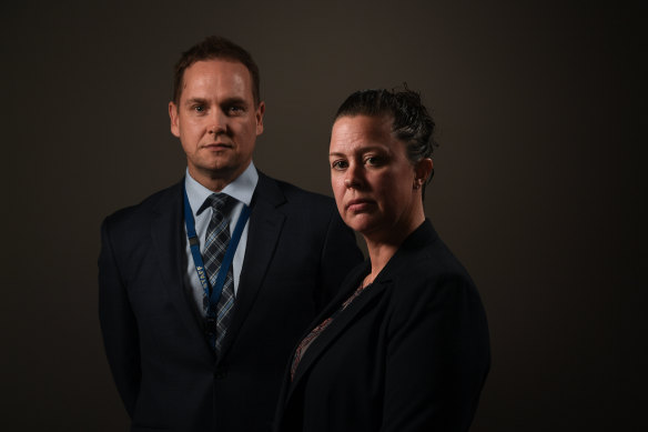 Child sexual abuse investigators.
Detective Senior Constable Jason Regan and Detective Senior Constable Emma O'Rourke.