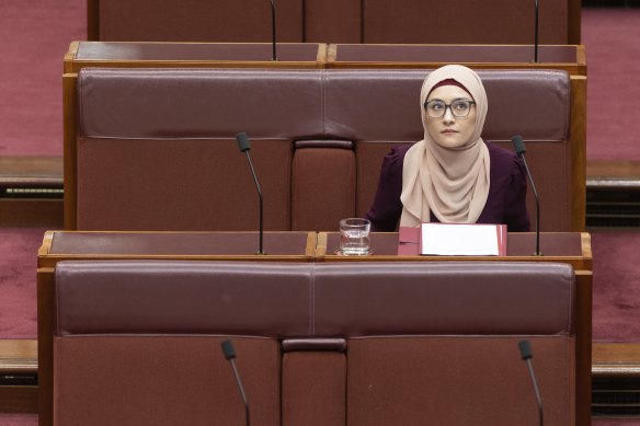 Senator Fatima Payman during question time on Thursday.