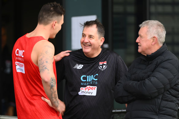 Geoff Walsh with Josh Battle and Ross Lyon at RSEA Park last November.