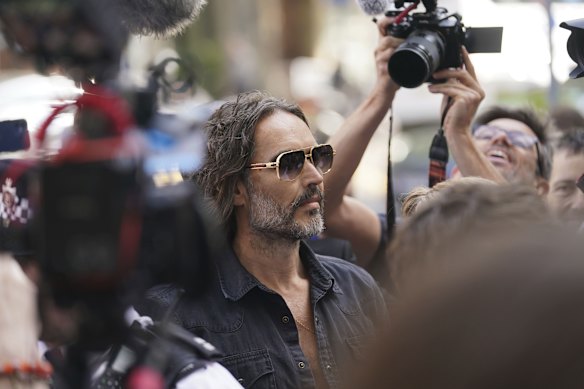 Russell Brand arrives at Westminster Magistrates’ Court in May last year to face charges of rape and sexual assault.