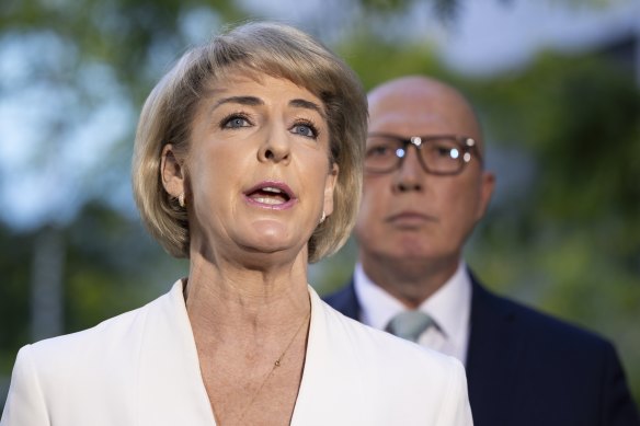 Shadow attorney-general Michaelia Cash with Opposition Leader Peter Dutton.