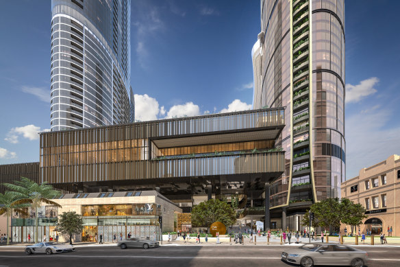 An impression of the Queen’s Wharf luxury shopping precinct. The former retail tenant DFS is suing Destination Brisbane Consortium over claims it misled the group. 