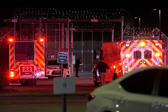 Emergency vehicles arrived at the prison shortly after witnesses were escorted out and left about 15 minutes later.