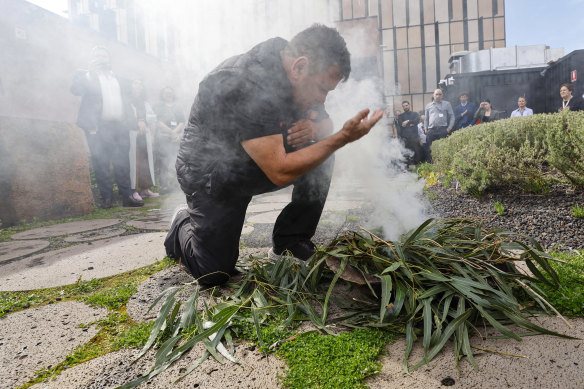 A smoking ceremony was held before the Yoorrook Justice Commission released its report on Monday.