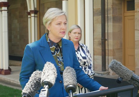Families, Seniors, Disability Services, Child Safety and Prevention of Domestic and Family Violence Minister Amanda Camm along with her DG Belinda Drew.