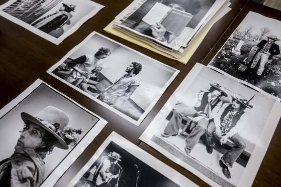 A shot of some of the photographs in the Bob Dylan Center.