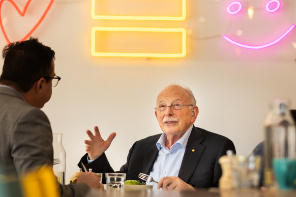 Mark Leibler lunches at All Things Equal, in Carlisle St, Balaclava. 