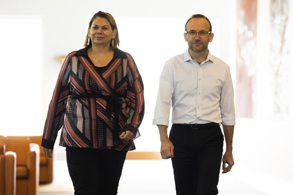 Senator Dorinda Cox and Greens leader Adam Bandt.