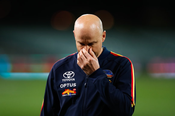 Coach Matthew Nicks was disappointed with the Crows' "embarrassing performance:.