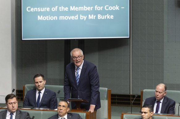 Scott Morrison speaking during the censure motion.