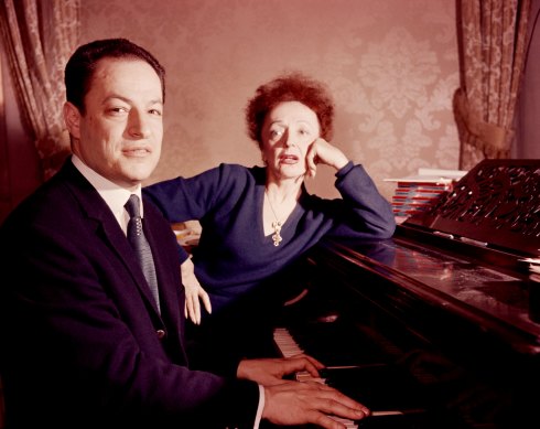 Composer Charles Dumont at the piano with Édith Piaf.