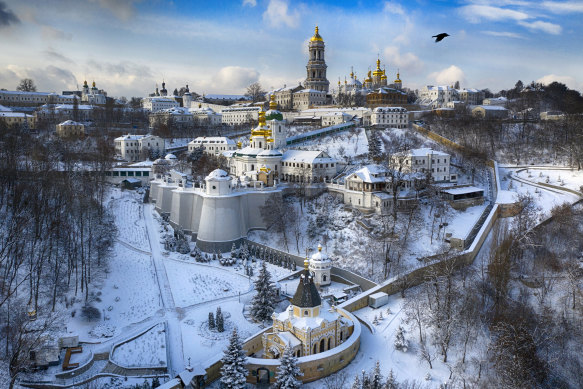 The 1000-year-old Orthodox Pechersk Lavra monastic complex in Kyiv.