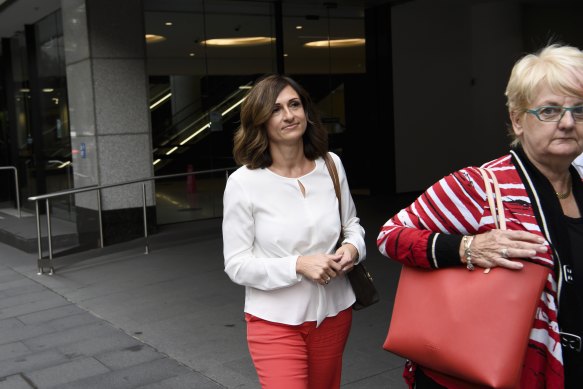 Former Canada Bay councillors Mirjana Cestar and Helen McCaffrey leaving ICAC on Friday.