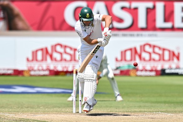 Wiaan Mulder bats in the first Test.