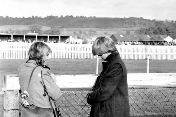 Camilla Parker-Bowles and Diana at Ludlow racecourse to watch a steeplechase in which Prince Charles was competing in 1980, the year before the royal wedding. 